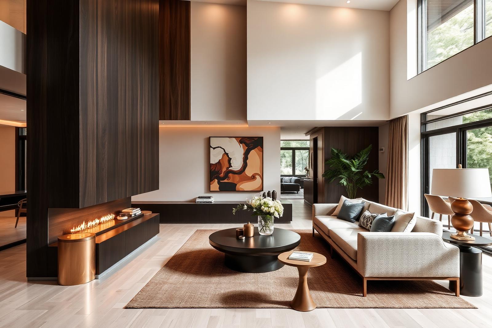 Warm modern interior with copper accents
